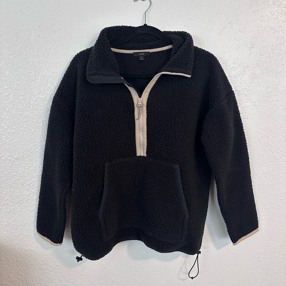 J. Crew Factory Black Sherpa Half-Zip Jacket - Picture 1 of 4